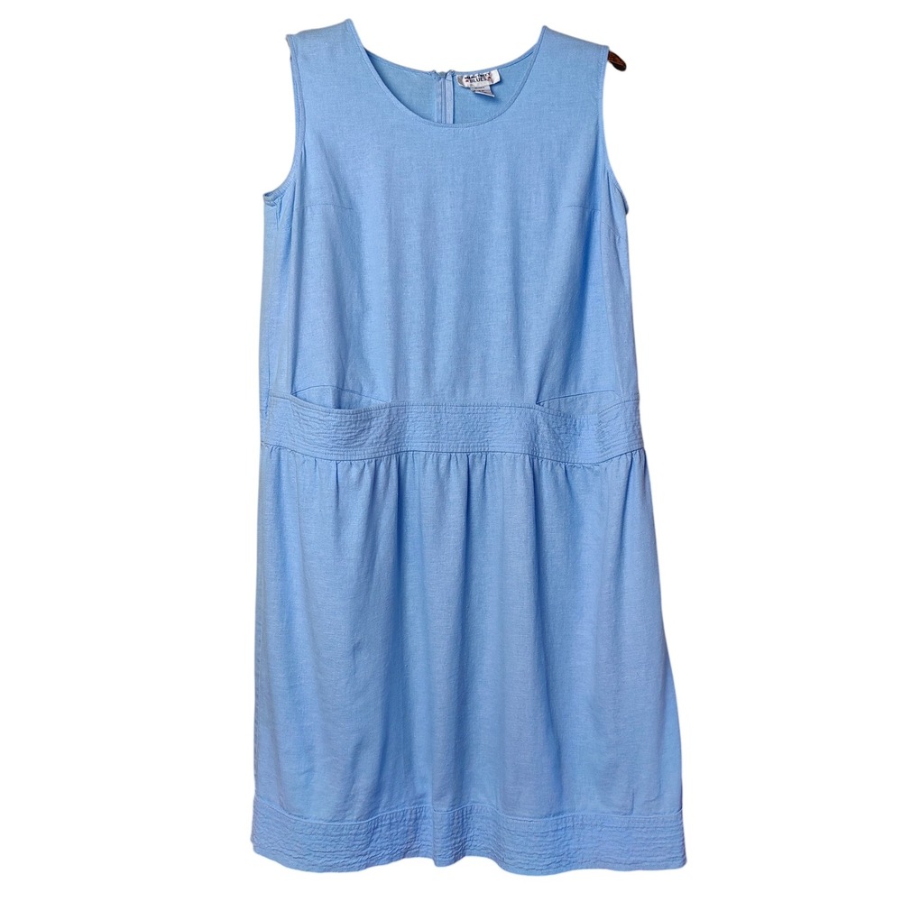 Mainstreet Blues Vintage 90s Drop‎ Waist Midi Dress Linen Blend Baby Blue 16W